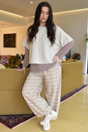 Maeve Brushed Cotton Demi Bloom Pant Oat